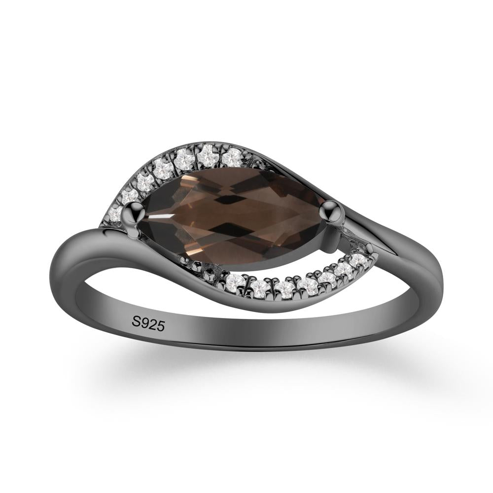 Leaf Inspired Marquise Cut Smoky Quartz Ring - LUO Jewelry #metal_black finish sterling silver