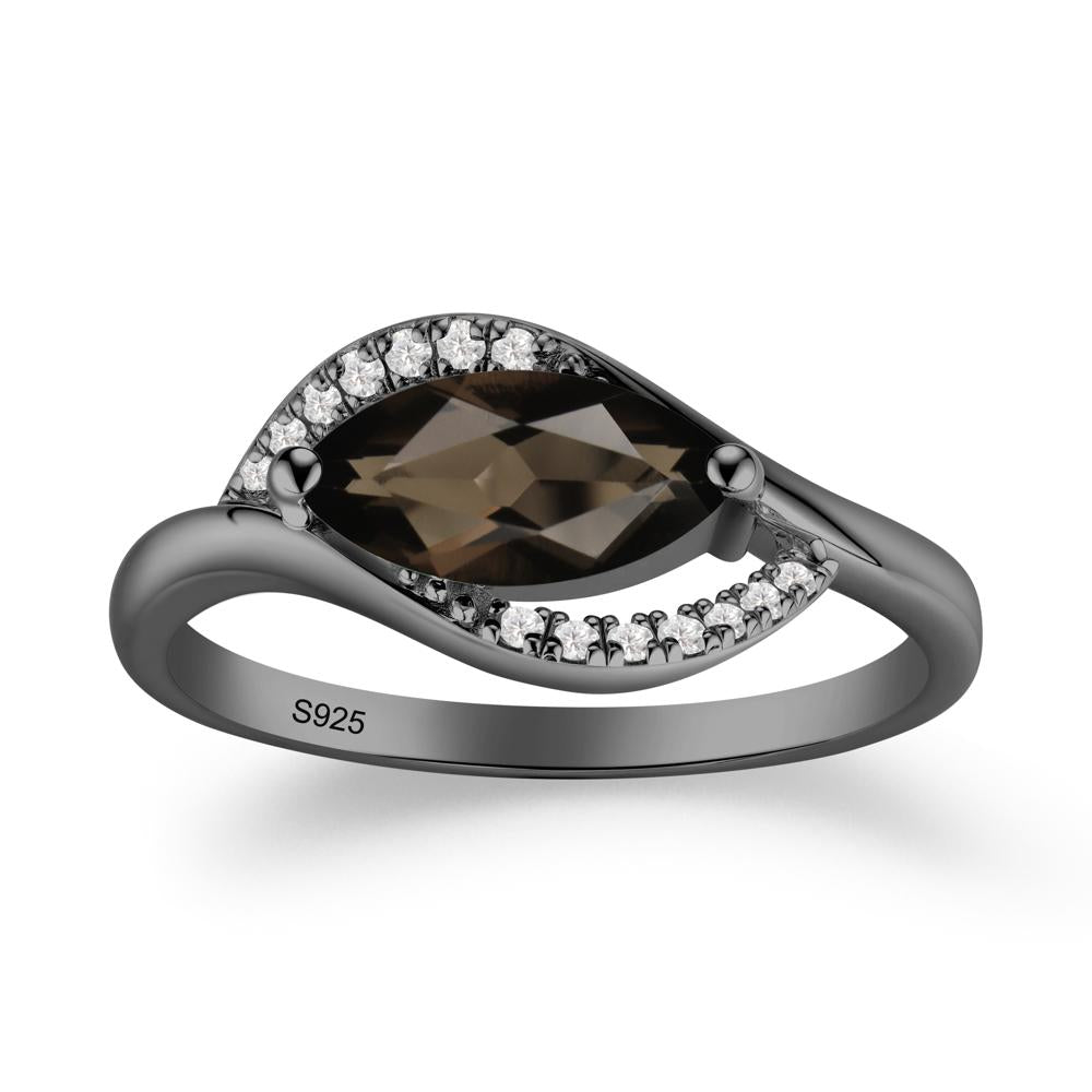 Leaf Inspired Marquise Cut Smoky Quartz Ring - LUO Jewelry #metal_black finish sterling silver