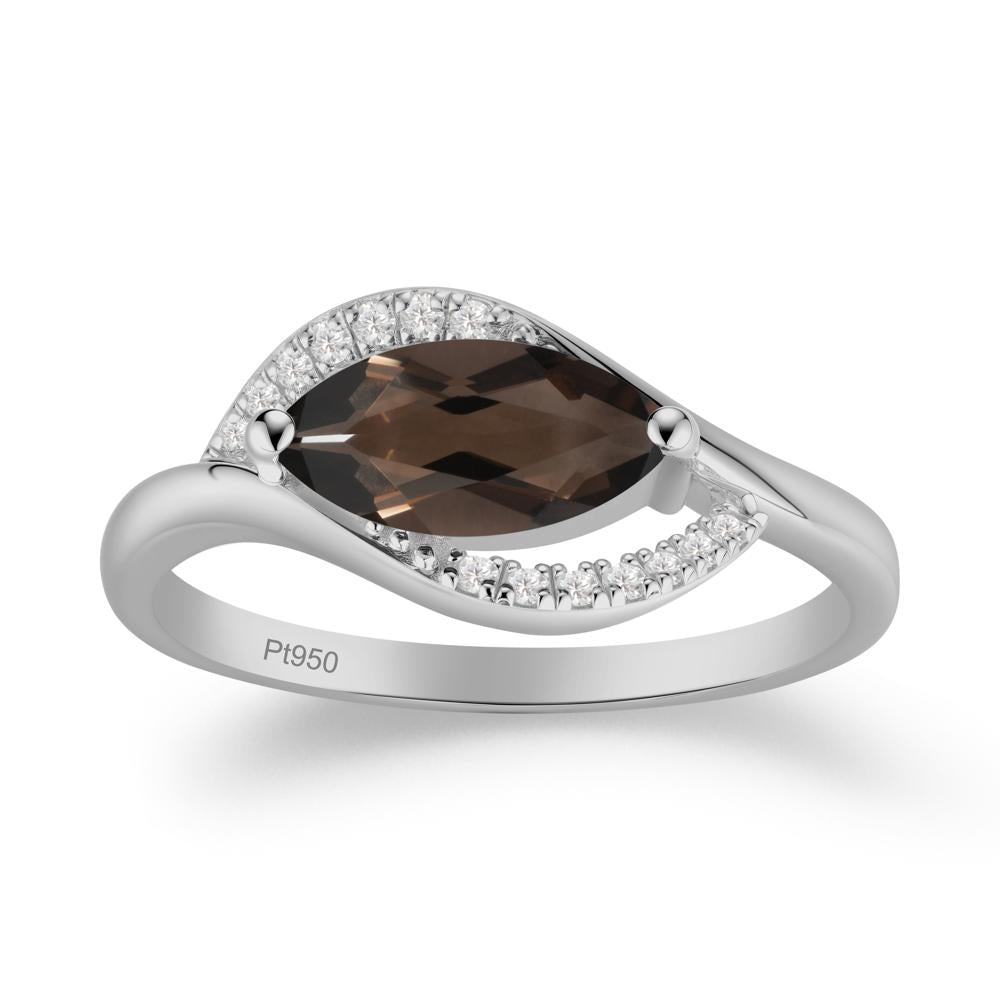 Leaf Inspired Marquise Cut Smoky Quartz Ring - LUO Jewelry #metal_platinum