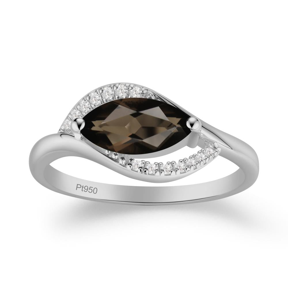 Leaf Inspired Marquise Cut Smoky Quartz Ring - LUO Jewelry #metal_platinum