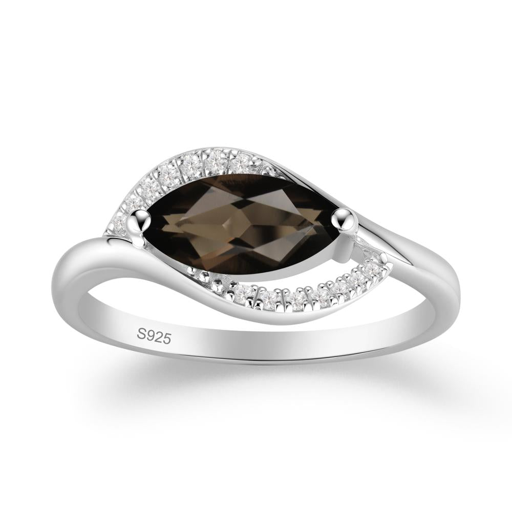 Leaf Inspired Marquise Cut Smoky Quartz Ring - LUO Jewelry #metal_sterling silver
