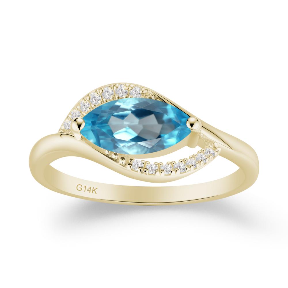 Leaf Swiss Blue Topaz Bypass Ring - LUO Jewelry #metal_14k yellow gold