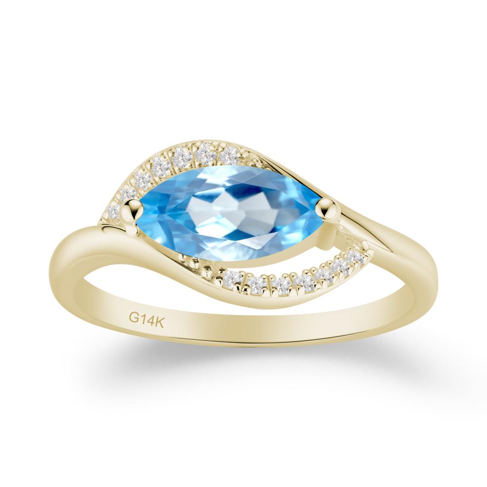 Leaf Swiss Blue Topaz Bypass Ring - LUO Jewelry #metal_14k yellow gold