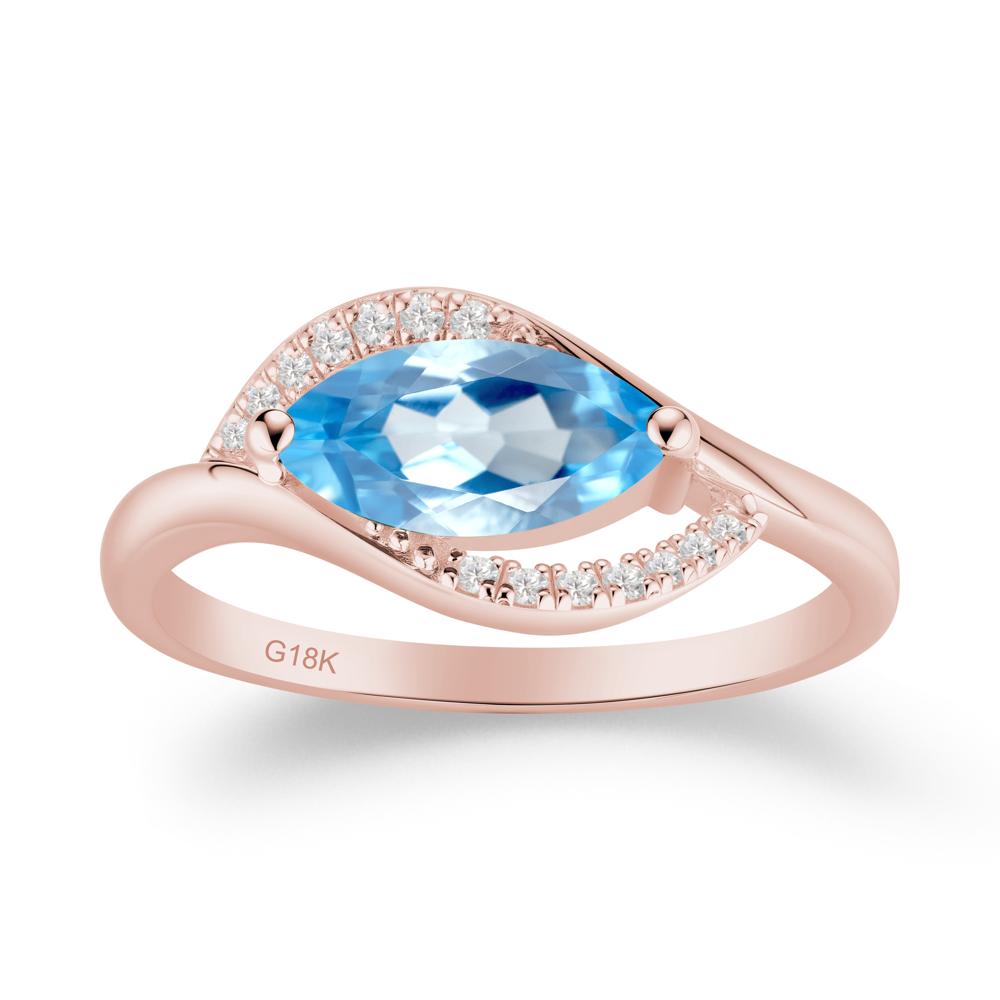Leaf Swiss Blue Topaz Bypass Ring - LUO Jewelry #metal_18k rose gold