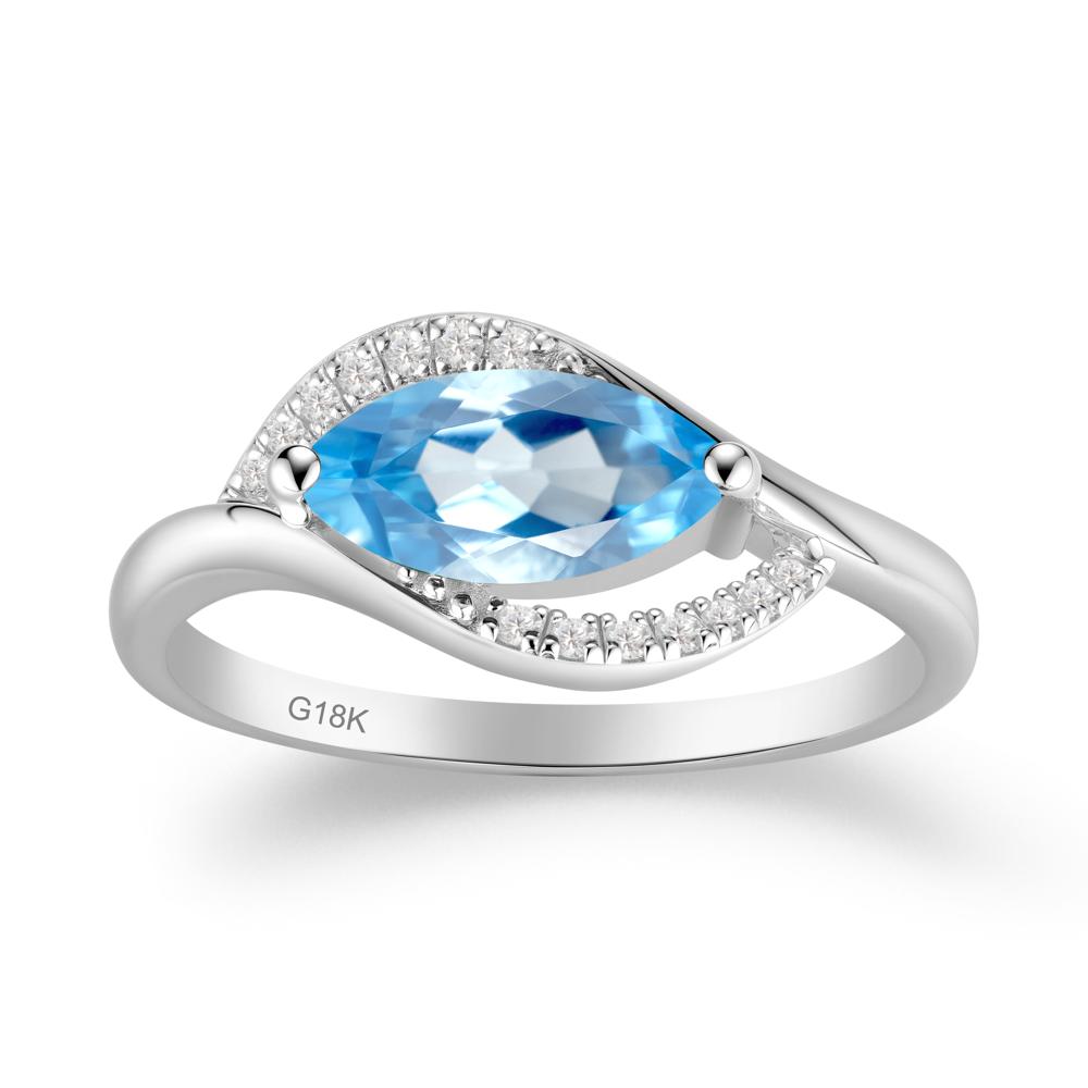 Leaf Swiss Blue Topaz Bypass Ring - LUO Jewelry #metal_18k white gold