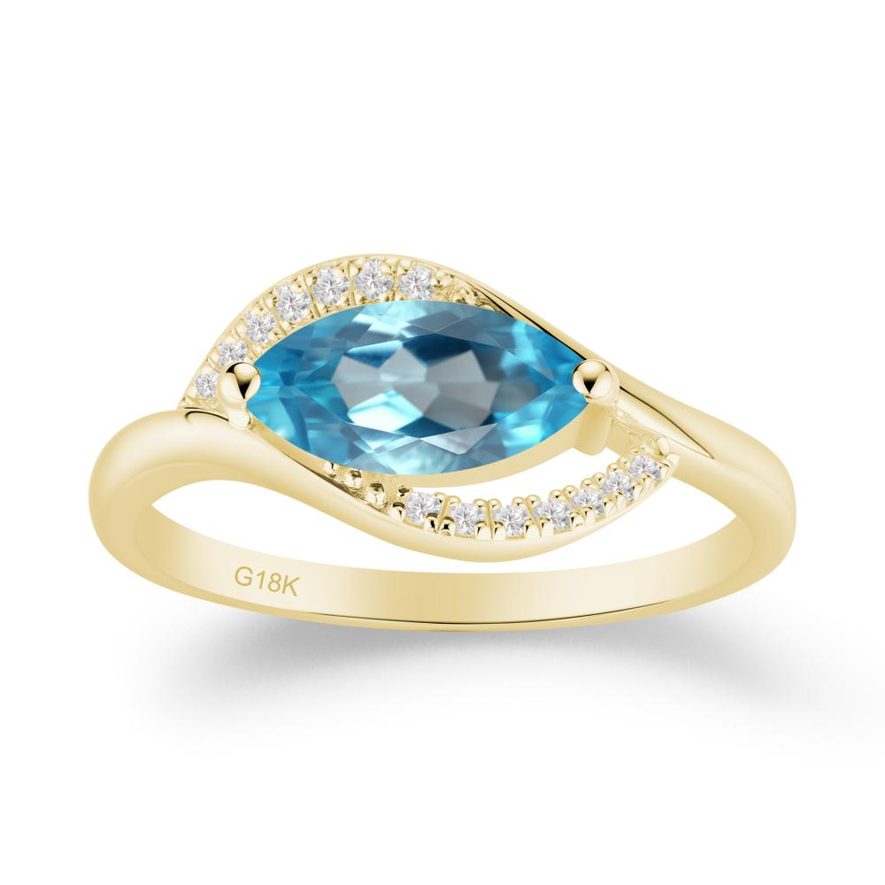 Leaf Swiss Blue Topaz Bypass Ring - LUO Jewelry #metal_18k yellow gold