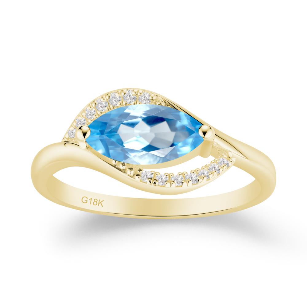 Leaf Swiss Blue Topaz Bypass Ring - LUO Jewelry #metal_18k yellow gold