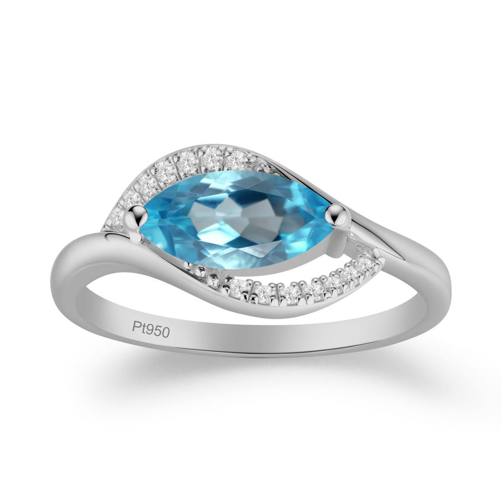 Leaf Swiss Blue Topaz Bypass Ring - LUO Jewelry #metal_platinum