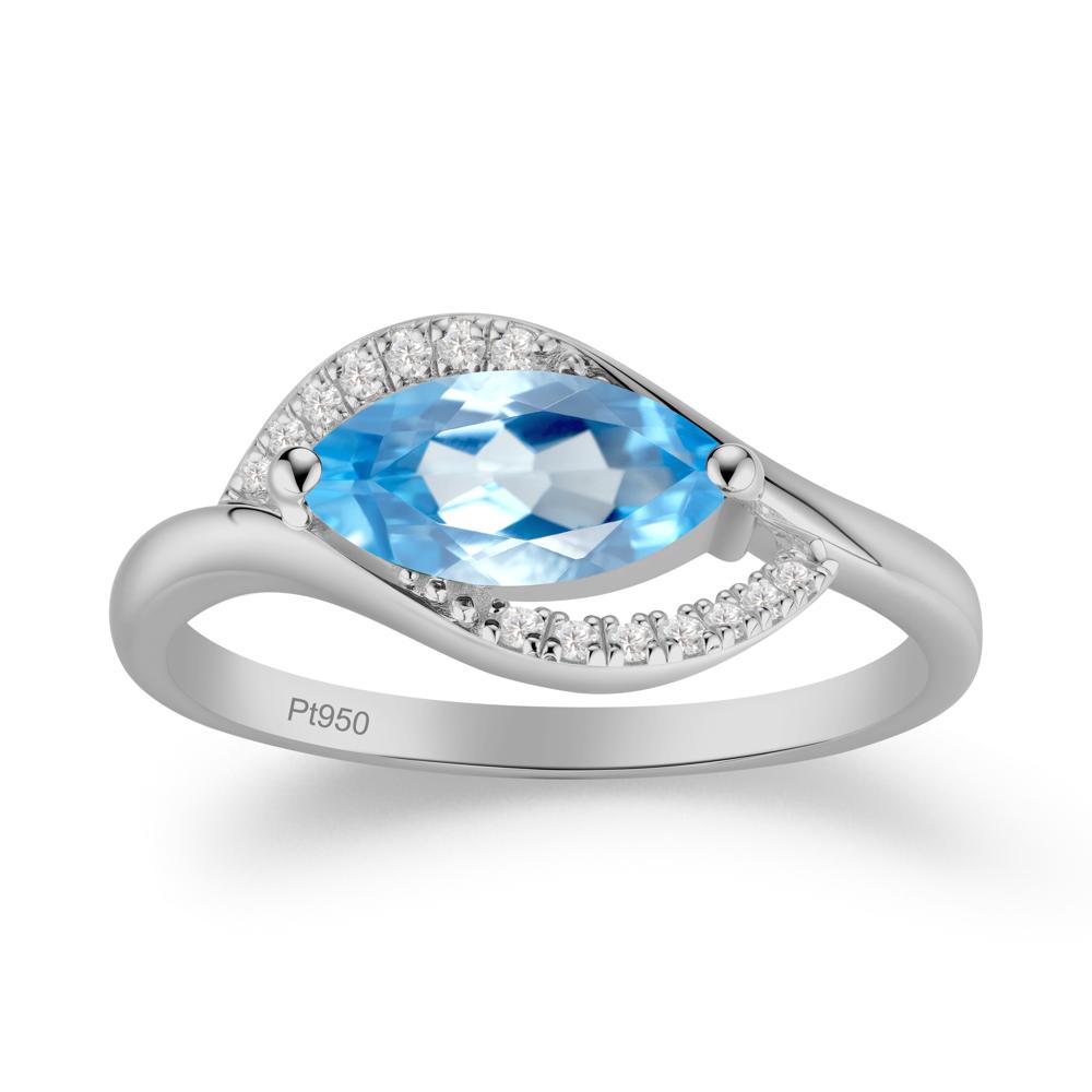 Leaf Swiss Blue Topaz Bypass Ring - LUO Jewelry #metal_platinum