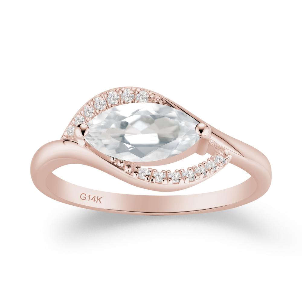 Leaf White Topaz Bypass Ring - LUO Jewelry #metal_14k rose gold