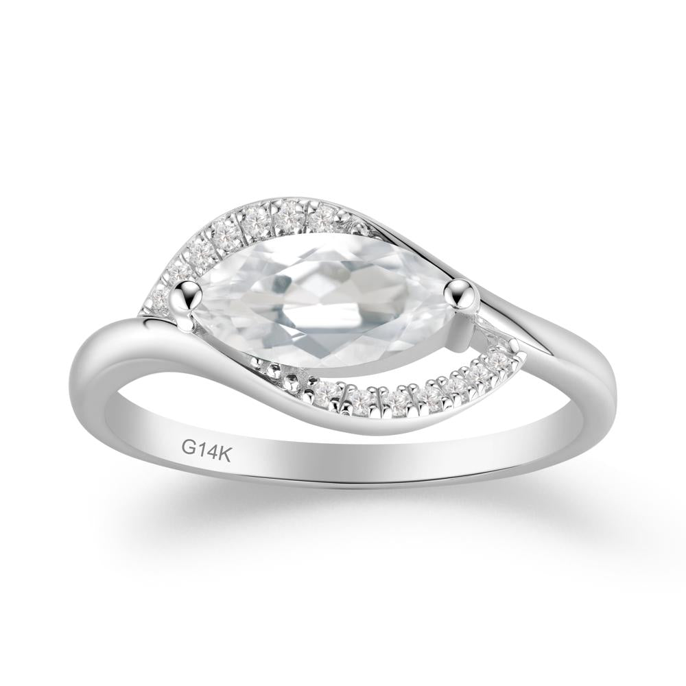 Leaf White Topaz Bypass Ring - LUO Jewelry #metal_14k white gold