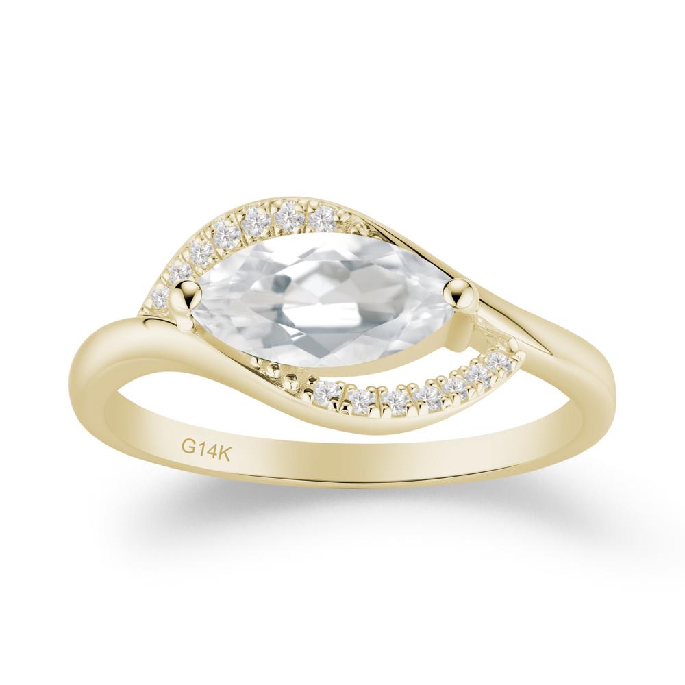 Leaf White Topaz Bypass Ring - LUO Jewelry #metal_14k yellow gold