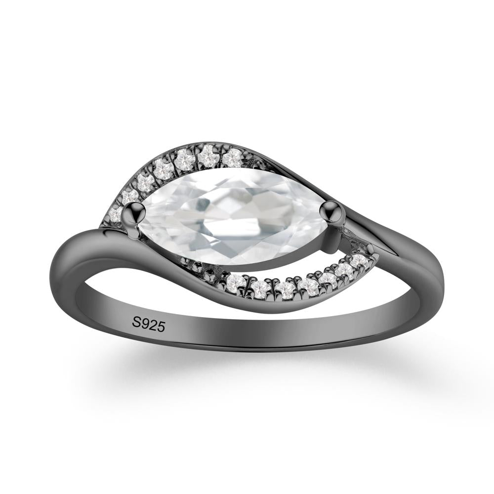 Leaf White Topaz Bypass Ring - LUO Jewelry #metal_black finish sterling silver