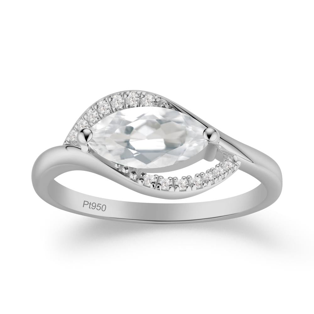 Leaf White Topaz Bypass Ring - LUO Jewelry #metal_platinum