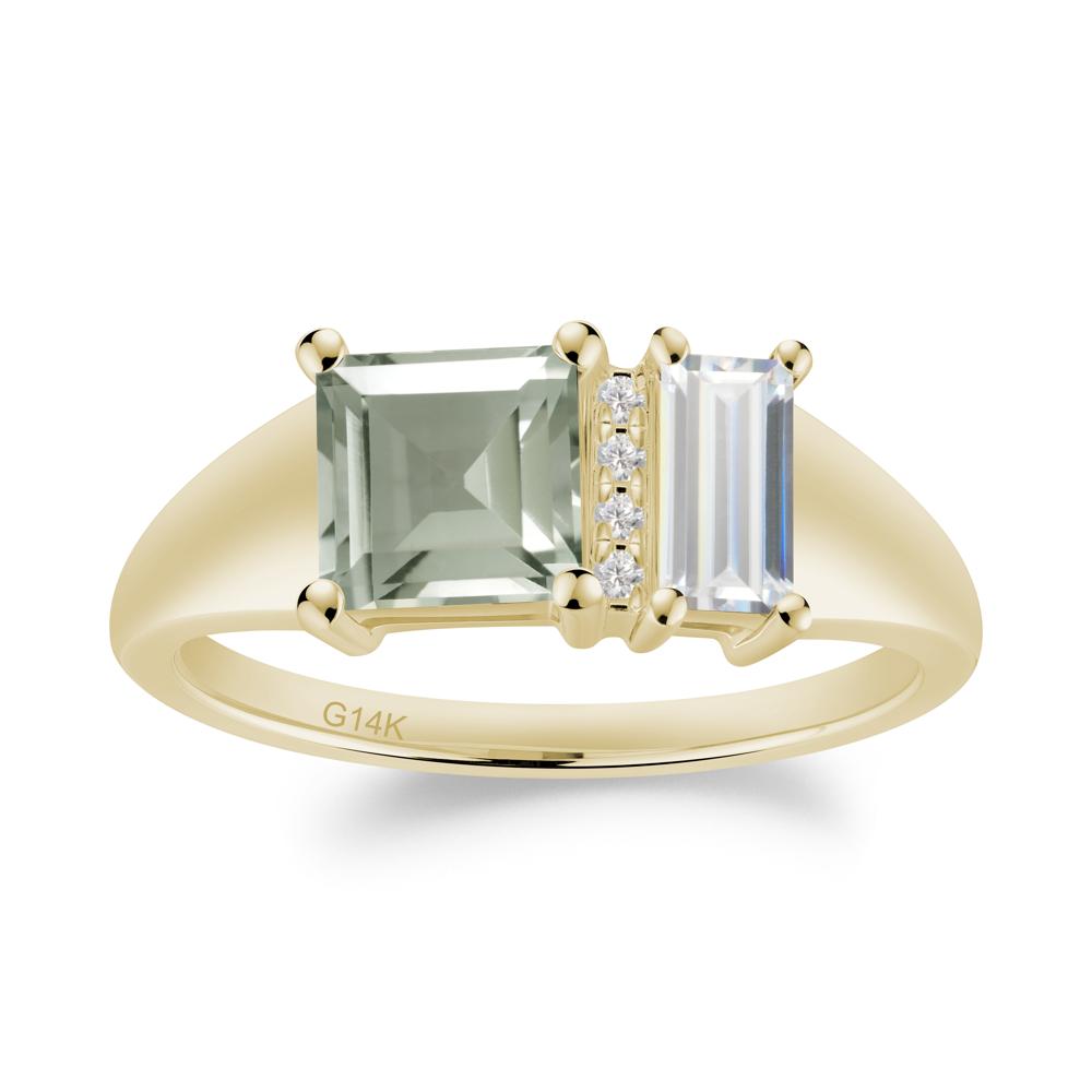 Unique Toi Et Moi Cubic Zirconia and Green Amethyst Birthstone Ring - LUO Jewelry #metal_14k yellow gold