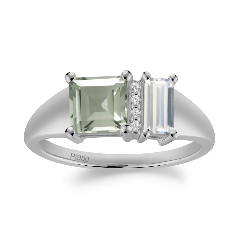 Unique Toi Et Moi Cubic Zirconia and Green Amethyst Birthstone Ring - LUO Jewelry #metal_platinum