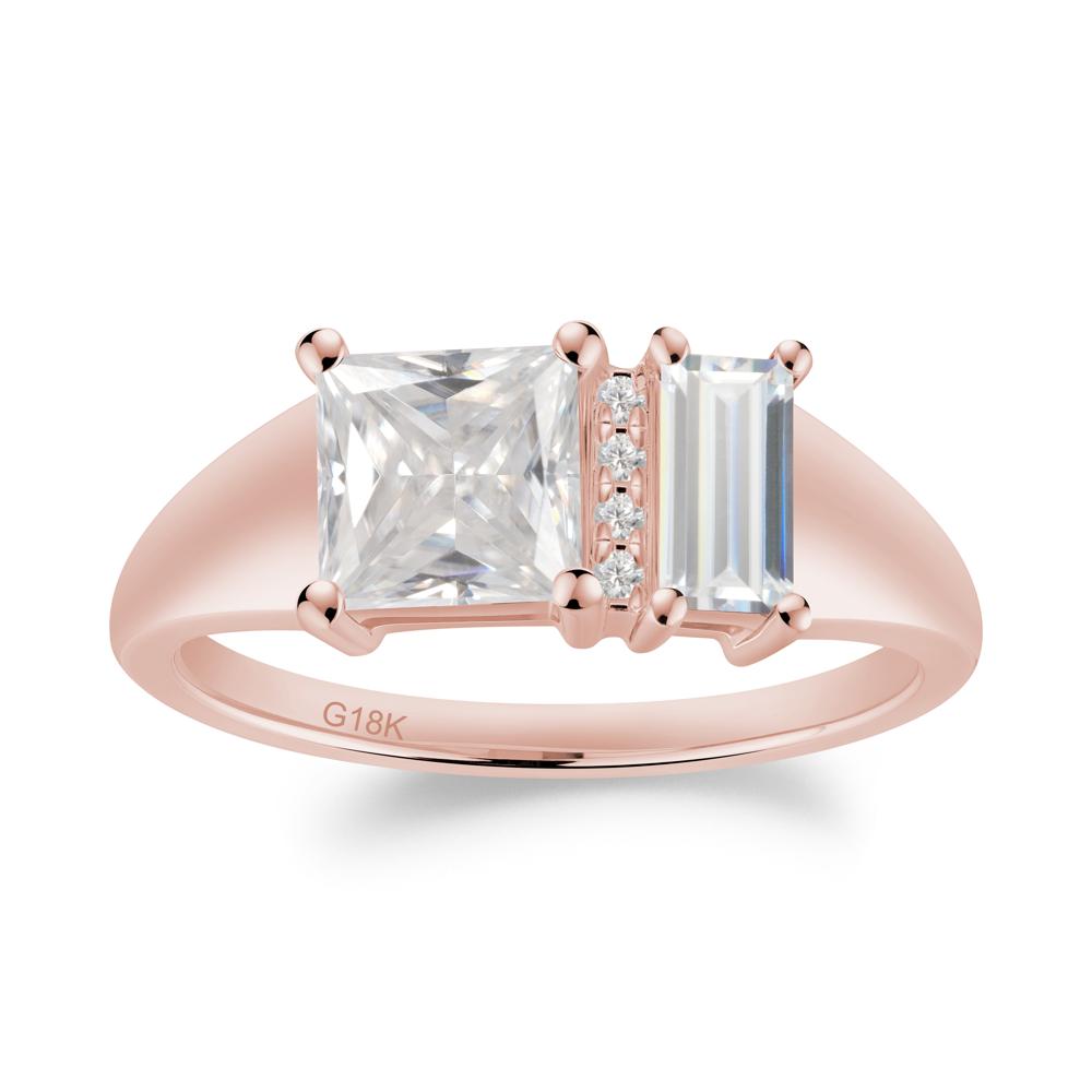 Unique Toi Et Moi Cubic Zirconia and Moissanite Birthstone Ring - LUO Jewelry #metal_18k rose gold