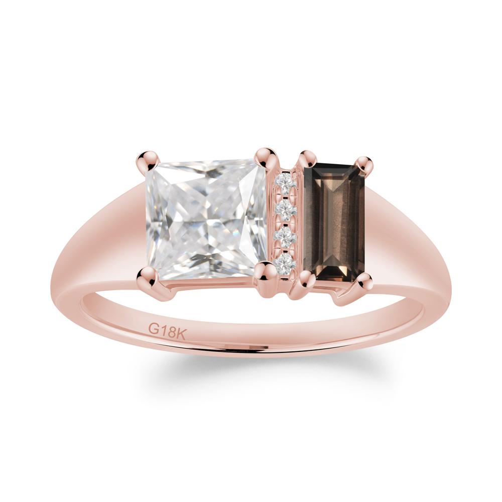 Unique Toi Et Moi Cubic Zirconia and Smoky Quartz Birthstone Ring - LUO Jewelry #metal_18k rose gold
