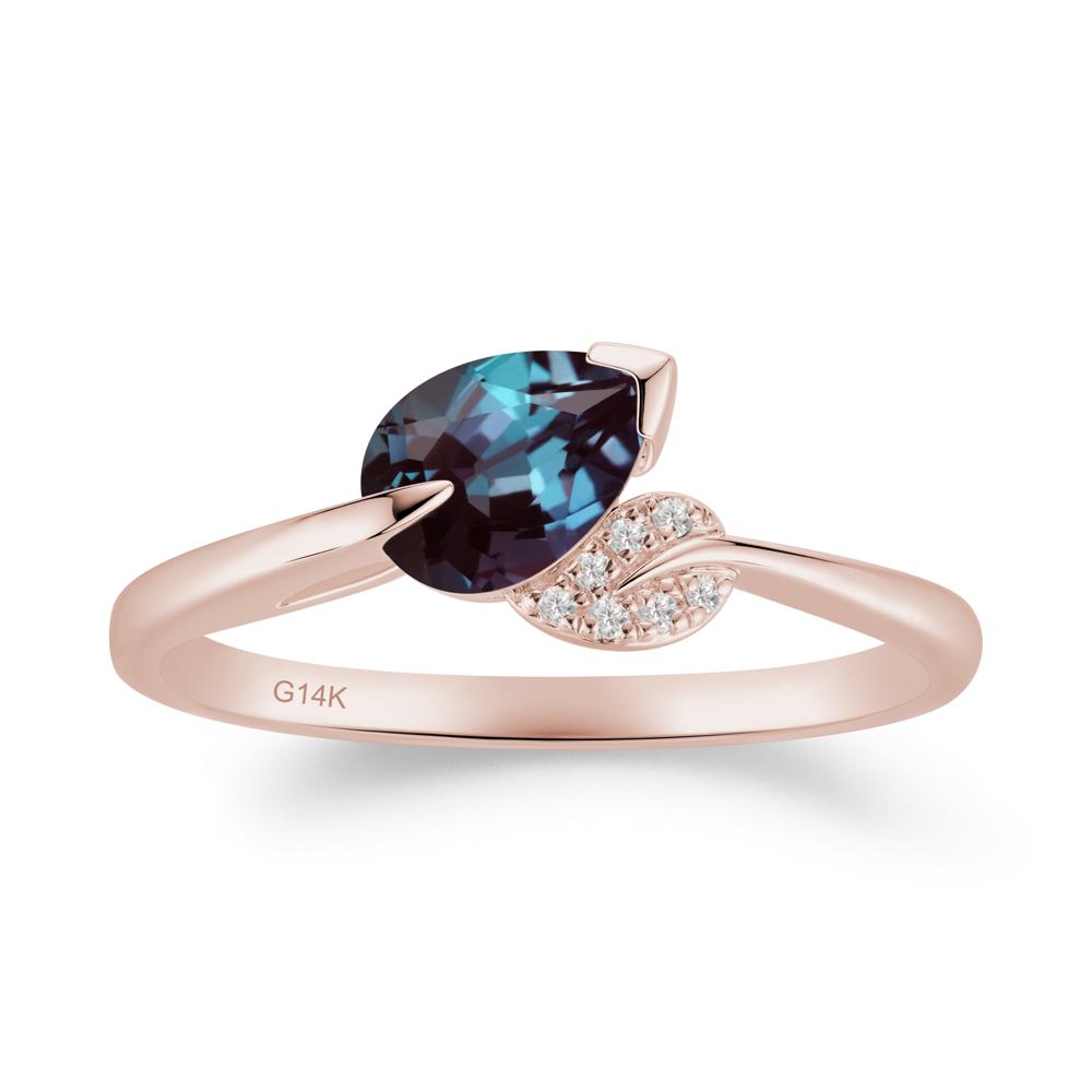 Unique Bypass Leaf Alexandrite Ring - LUO Jewelry #metal_14k rose gold