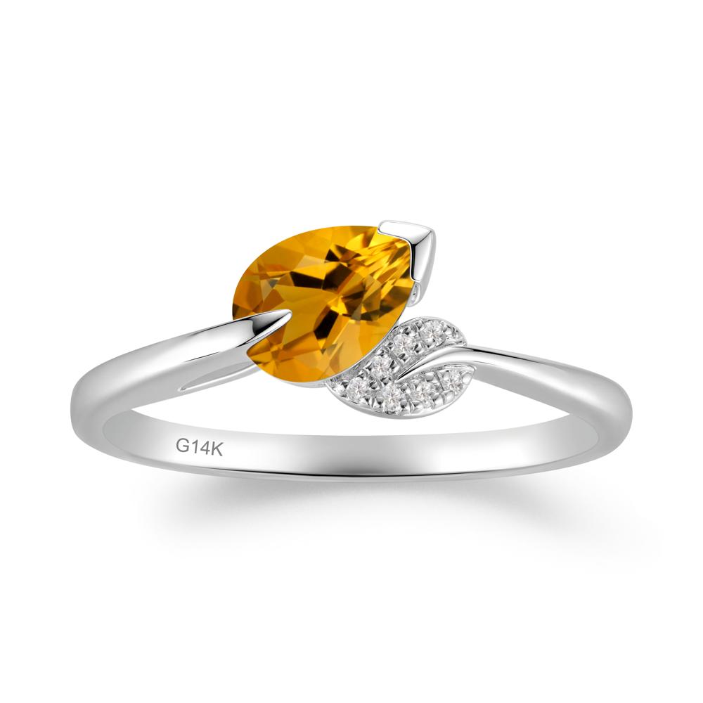 Unique Bypass Leaf Citrine Ring - LUO Jewelry #metal_14k white gold