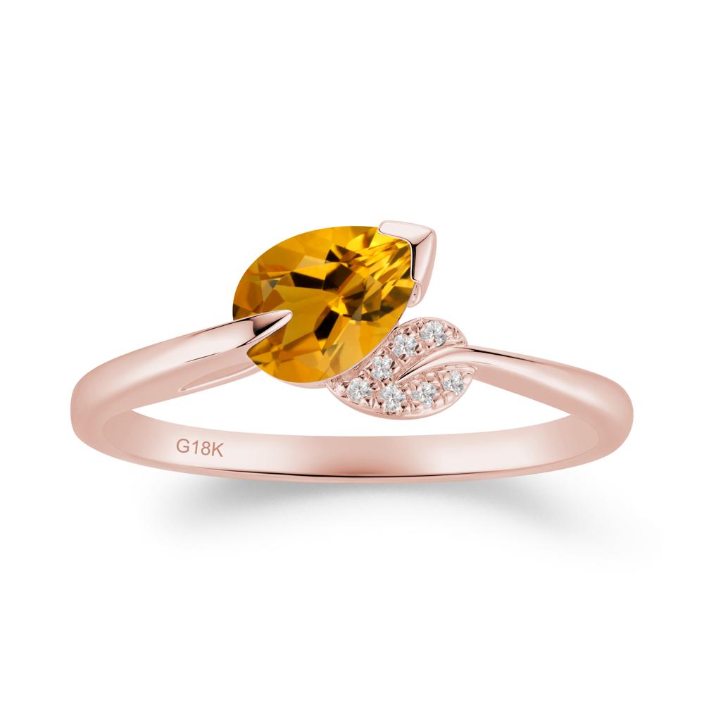Unique Bypass Leaf Citrine Ring - LUO Jewelry #metal_18k rose gold