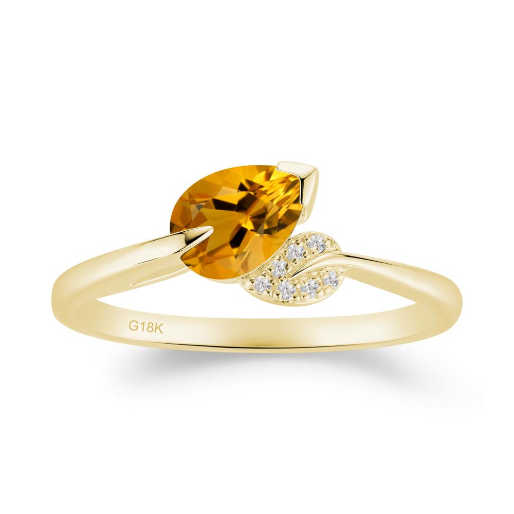 Unique Bypass Leaf Citrine Ring - LUO Jewelry #metal_18k yellow gold