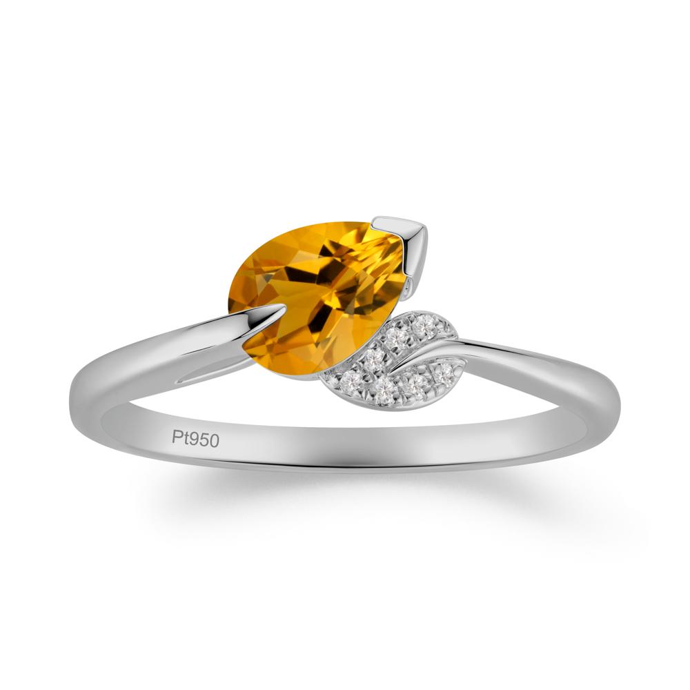 Unique Bypass Leaf Citrine Ring - LUO Jewelry #metal_platinum