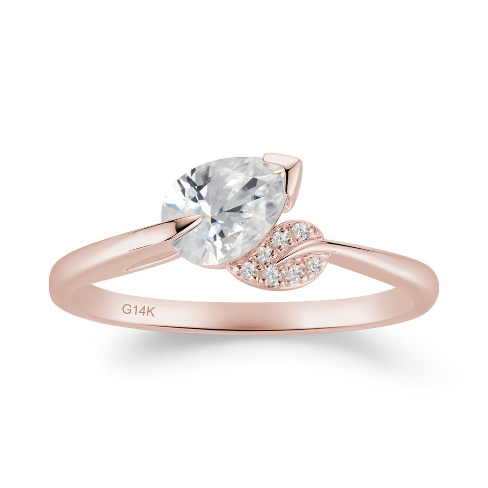 Twisted Leaf Pear Cut Cubic Zirconia Ring - LUO Jewelry #metal_14k rose gold