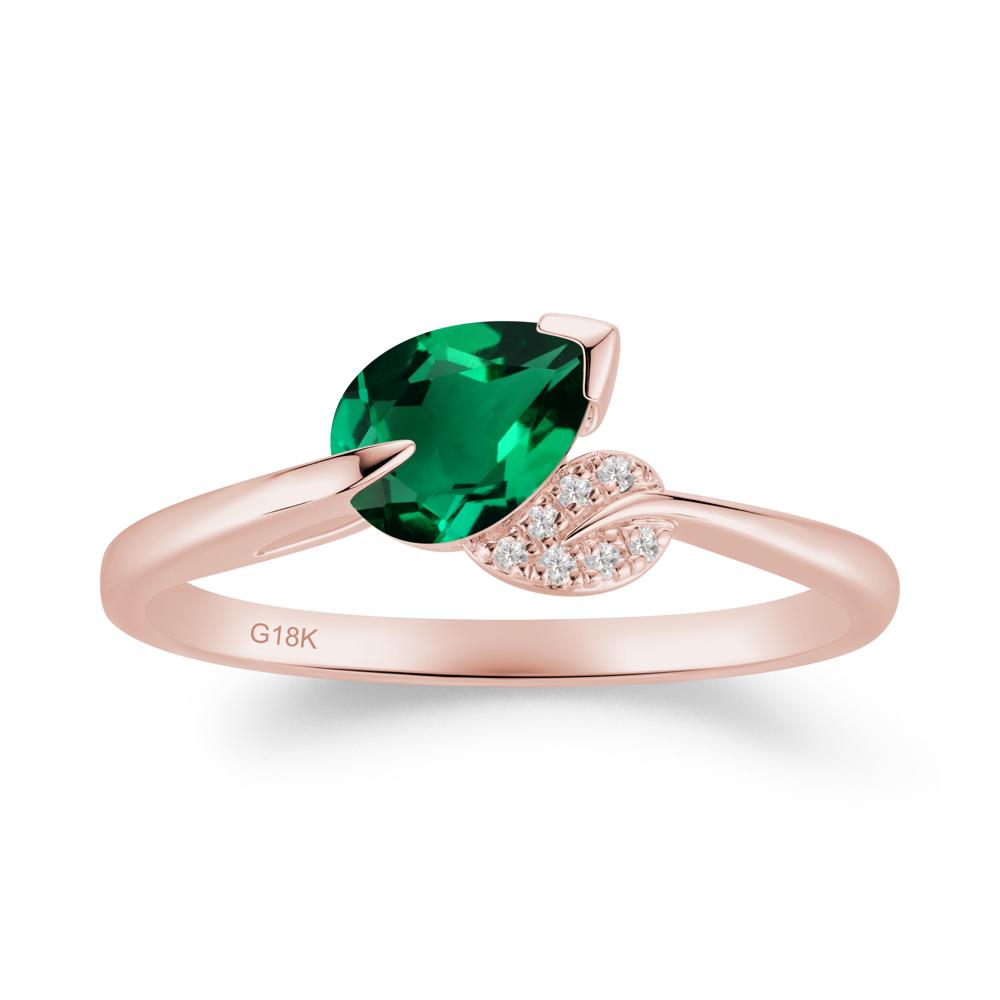 Nature Leaf Pear Cut Emerald Ring - LUO Jewelry #metal_18k rose gold