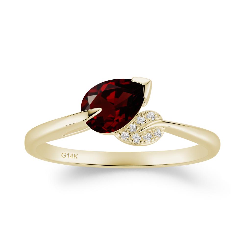 Nature Leaf Pear Cut Garnet Ring - LUO Jewelry #metal_14k yellow gold