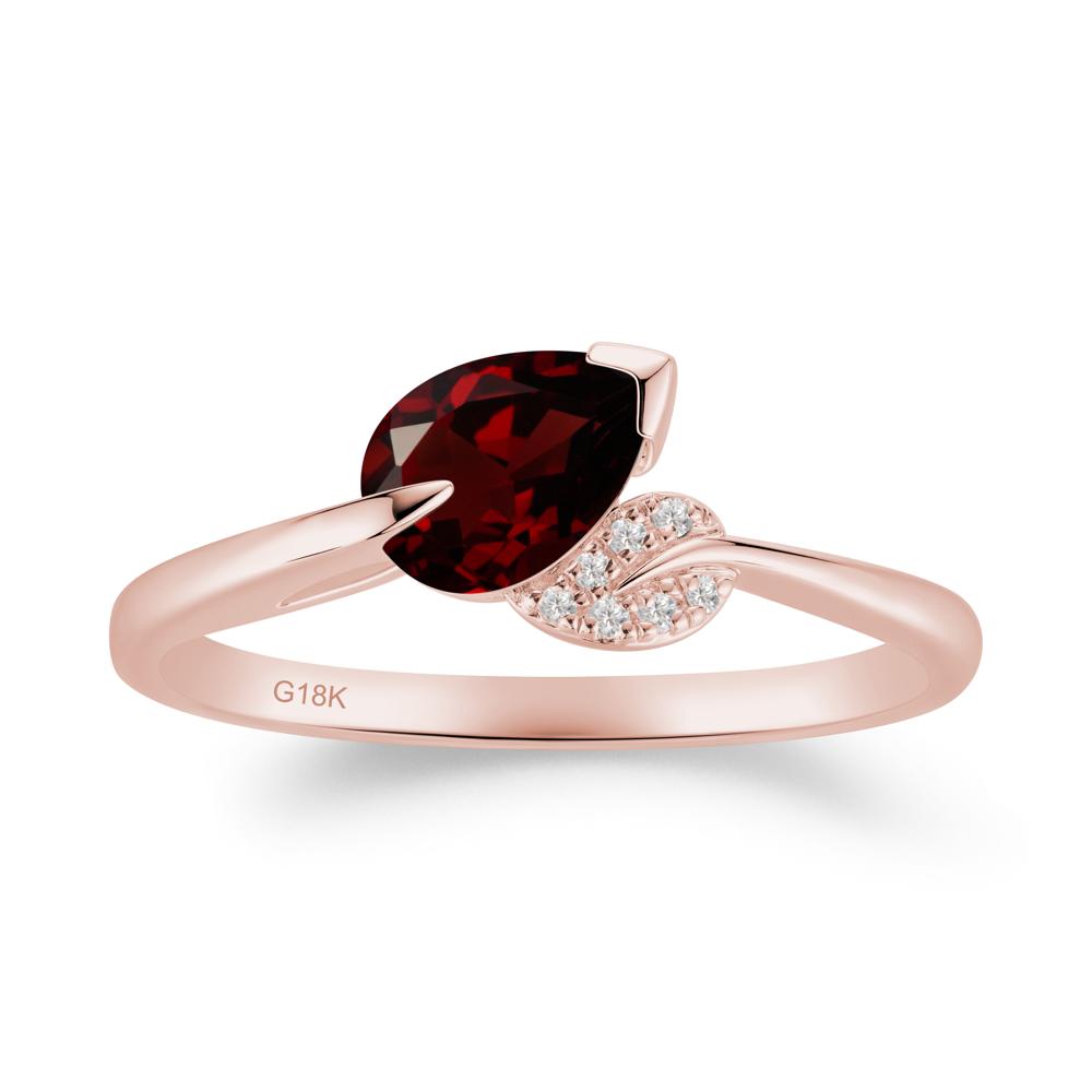 Nature Leaf Pear Cut Garnet Ring - LUO Jewelry #metal_18k rose gold