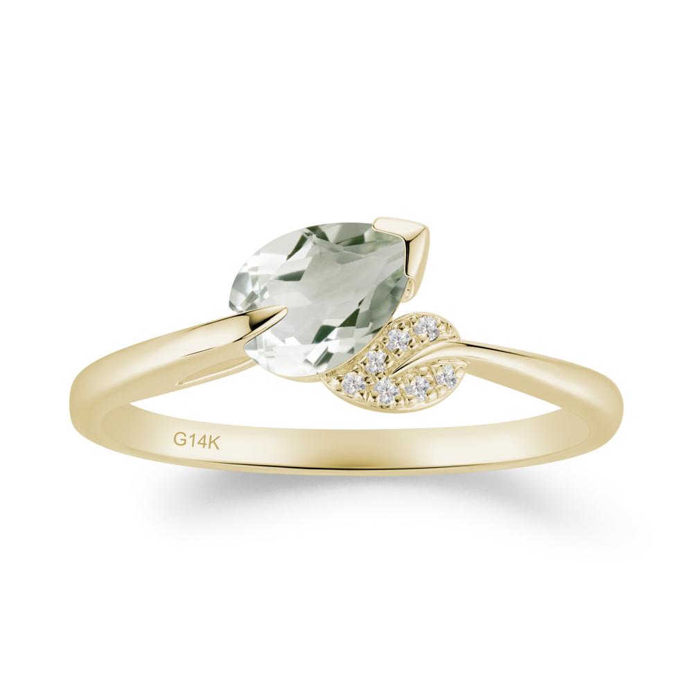 Unique Bypass Leaf Green Amethyst Ring - LUO Jewelry #metal_14k yellow gold
