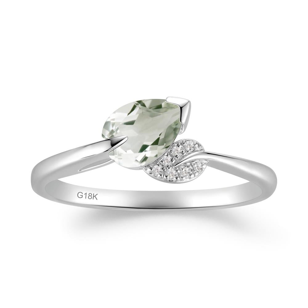 Unique Bypass Leaf Green Amethyst Ring - LUO Jewelry #metal_18k white gold