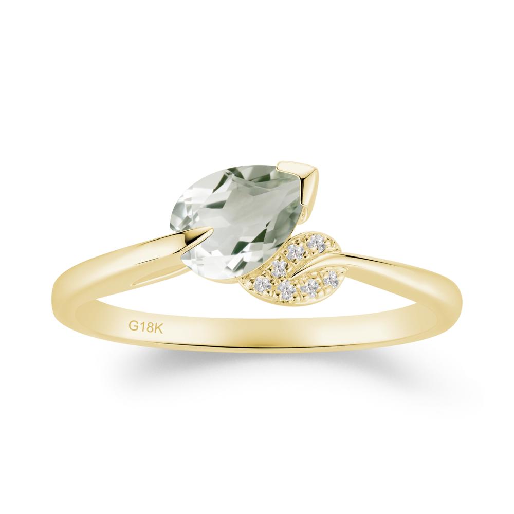 Unique Bypass Leaf Green Amethyst Ring - LUO Jewelry #metal_18k yellow gold
