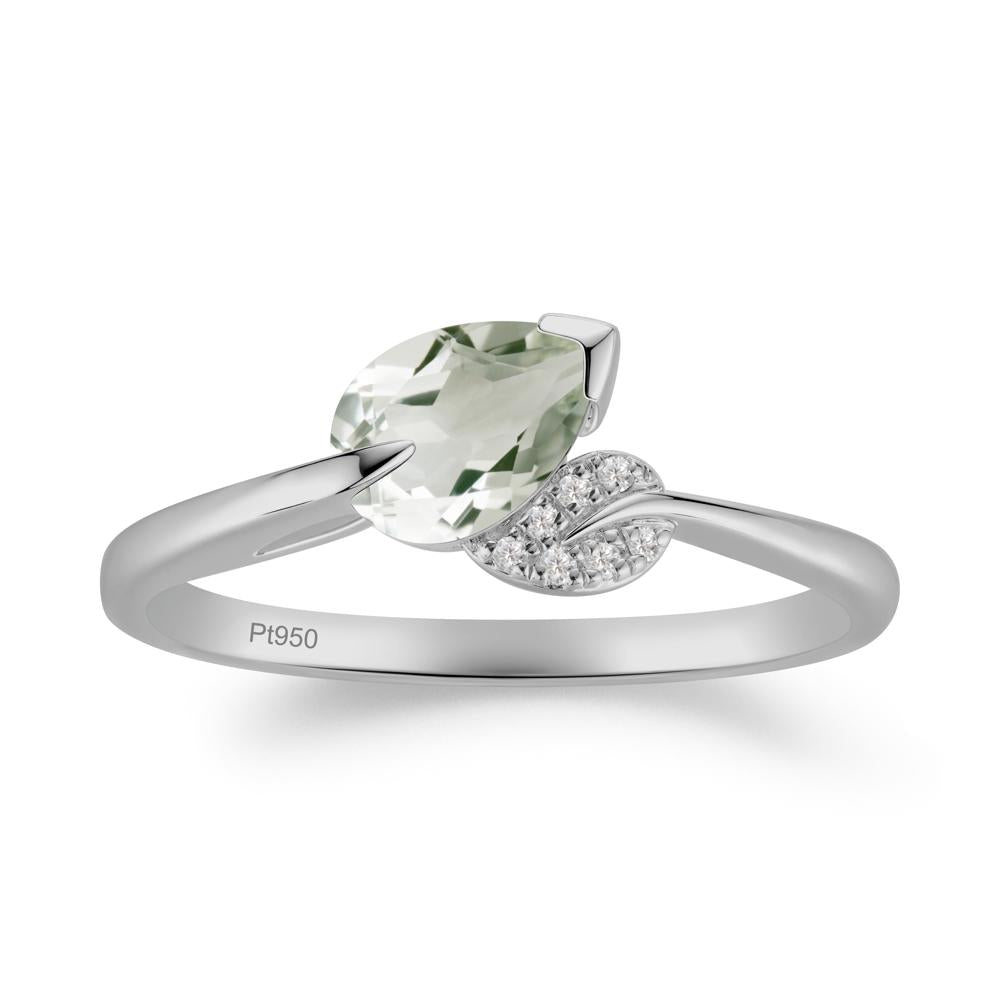 Unique Bypass Leaf Green Amethyst Ring - LUO Jewelry #metal_platinum
