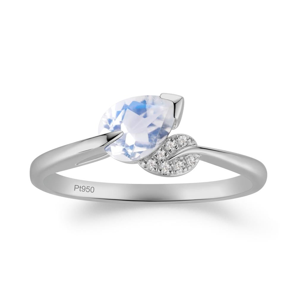 Twisted Leaf Pear Cut Moonstone Ring - LUO Jewelry #metal_platinum