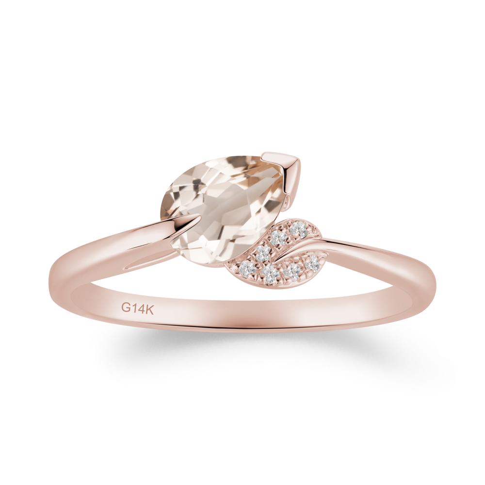 Twisted Leaf Pear Cut Morganite Ring - LUO Jewelry #metal_14k rose gold