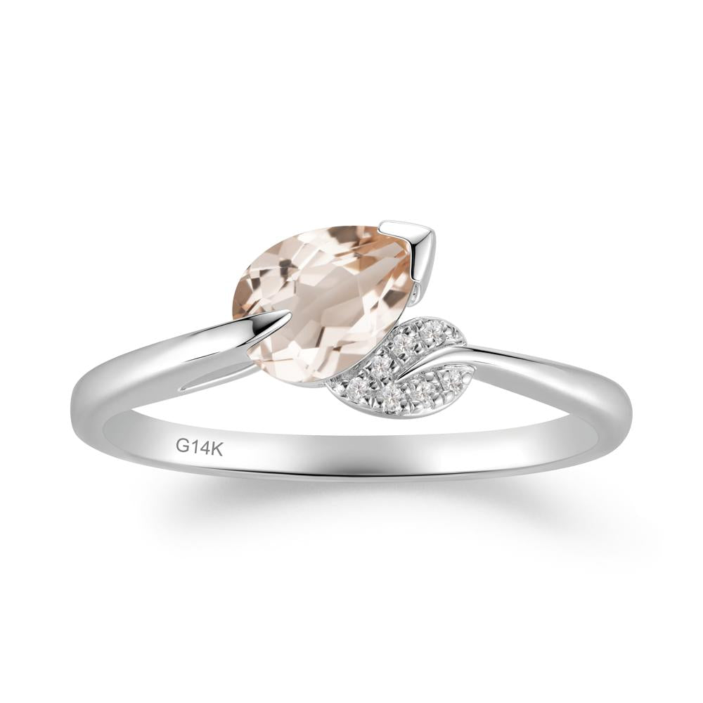 Twisted Leaf Pear Cut Morganite Ring - LUO Jewelry #metal_14k white gold