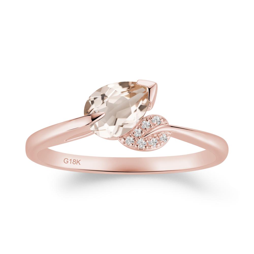 Twisted Leaf Pear Cut Morganite Ring - LUO Jewelry #metal_18k rose gold