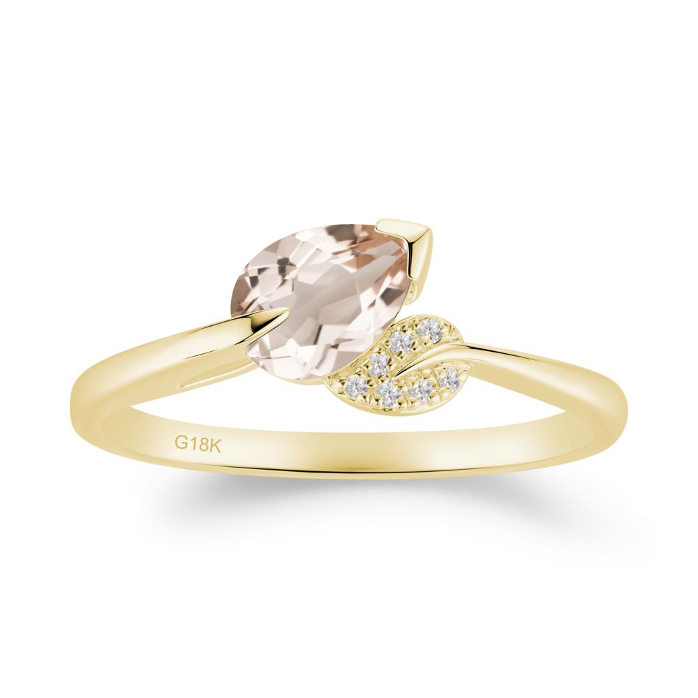 Twisted Leaf Pear Cut Morganite Ring - LUO Jewelry #metal_18k yellow gold
