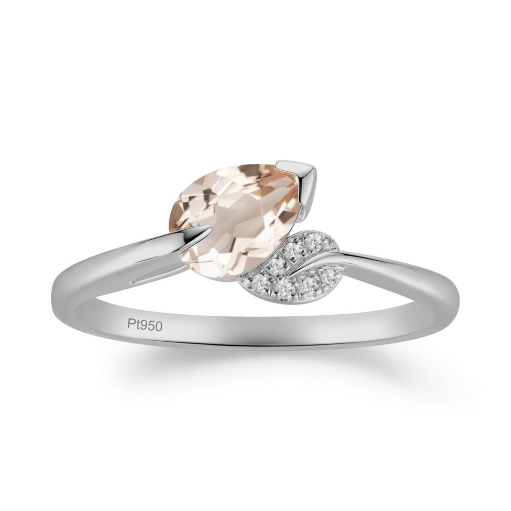 Twisted Leaf Pear Cut Morganite Ring - LUO Jewelry #metal_platinum