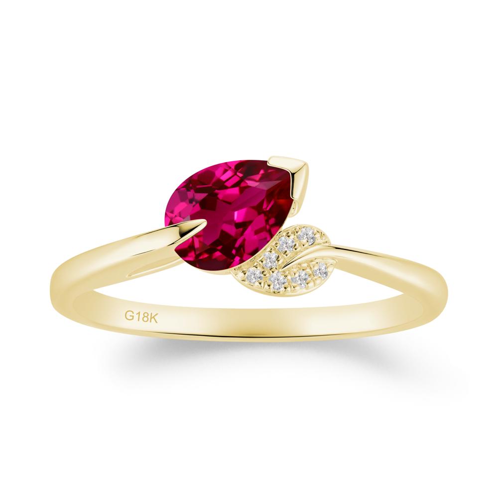 Twisted Leaf Pear Cut Ruby Ring - LUO Jewelry #metal_18k yellow gold