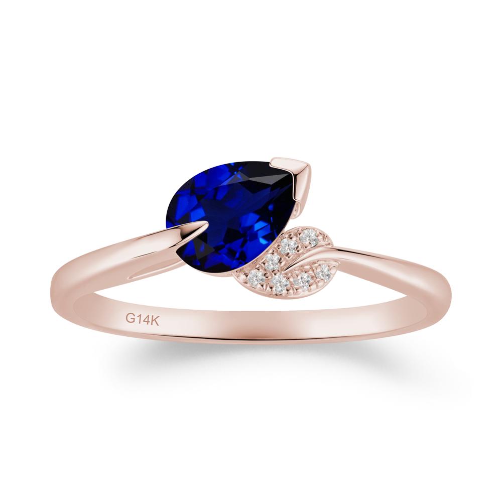 Unique Bypass Leaf Sapphire Ring - LUO Jewelry #metal_14k rose gold