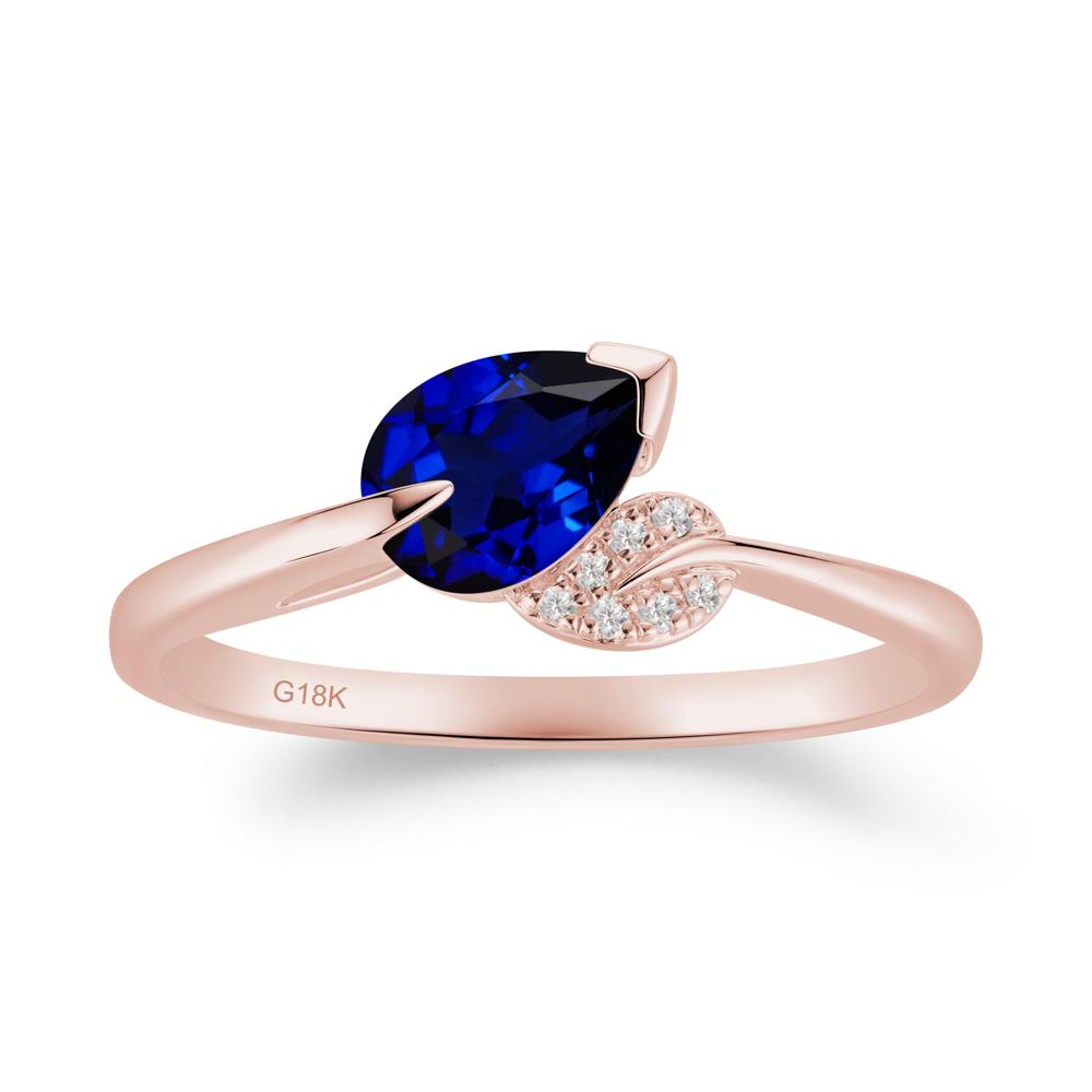 Unique Bypass Leaf Sapphire Ring - LUO Jewelry #metal_18k rose gold