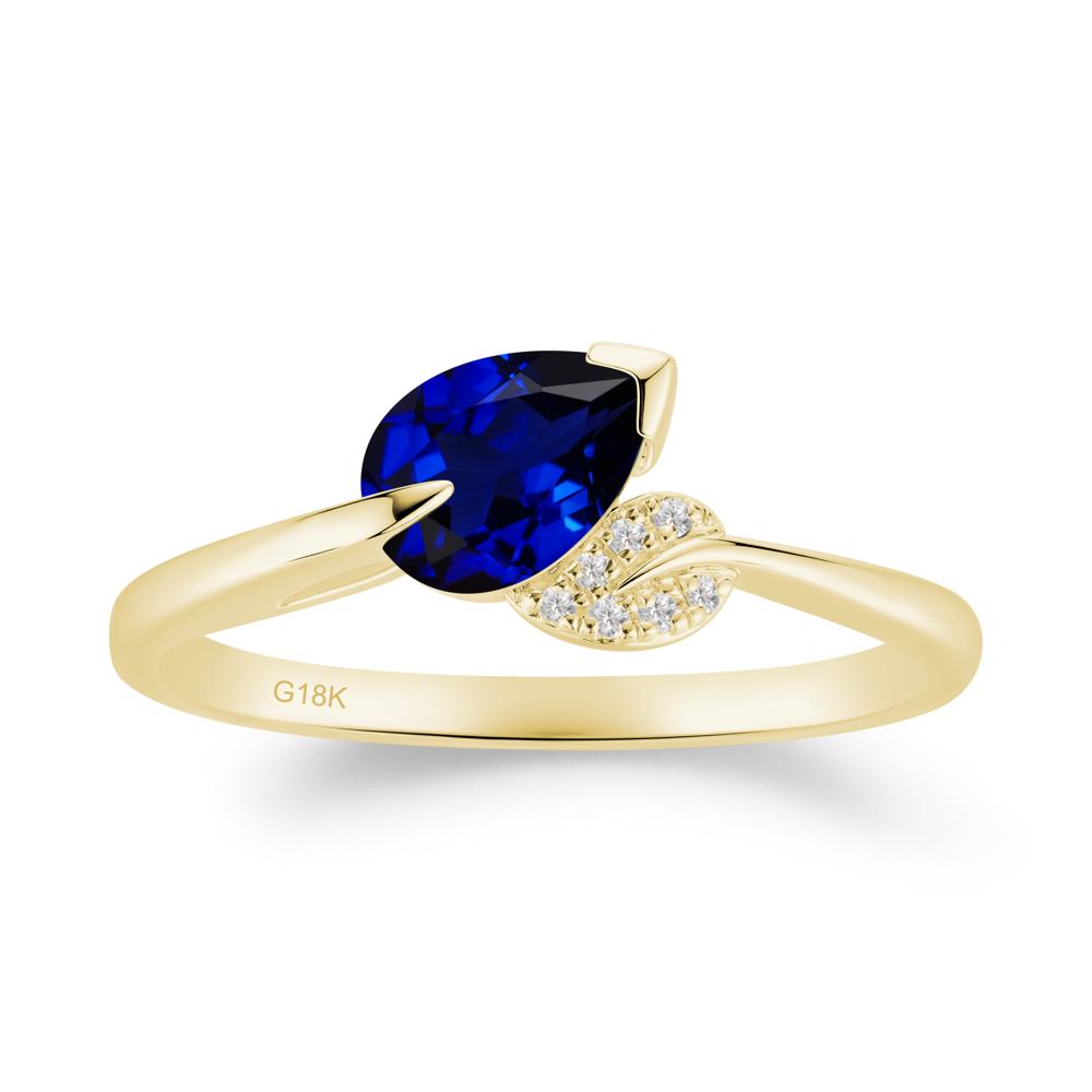 Unique Bypass Leaf Sapphire Ring - LUO Jewelry #metal_18k yellow gold