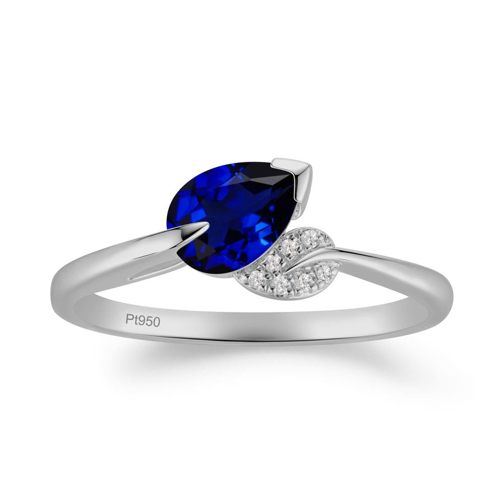 Unique Bypass Leaf Sapphire Ring - LUO Jewelry #metal_platinum