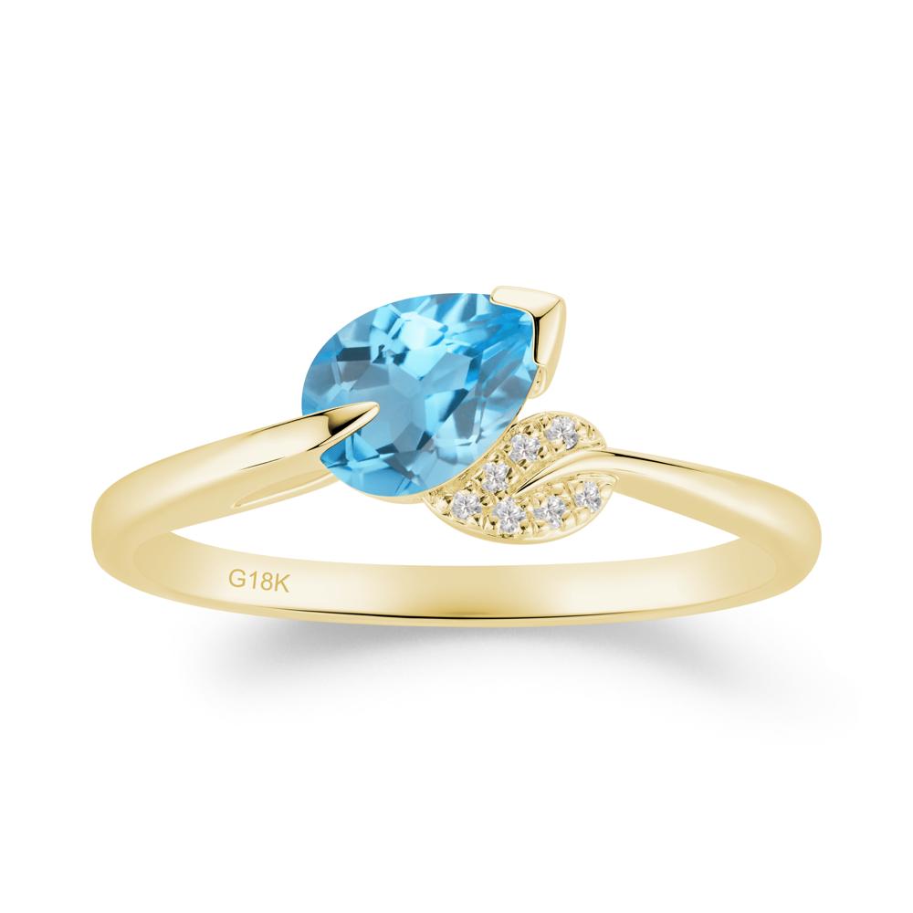 Nature Leaf Pear Cut Swiss Blue Topaz Ring - LUO Jewelry #metal_18k yellow gold