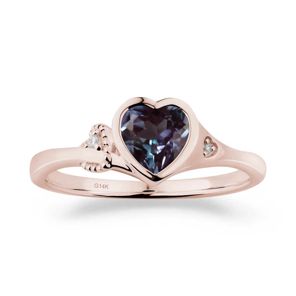 Vintage Heart Alexandrite Knot Ring - LUO Jewelry #metal_14k rose gold