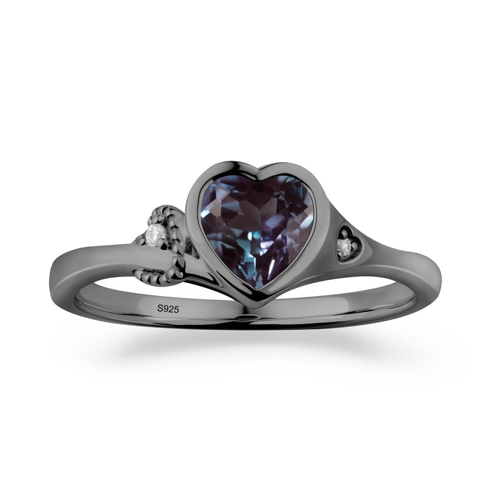Vintage Heart Alexandrite Knot Ring - LUO Jewelry #metal_black finish sterling silver