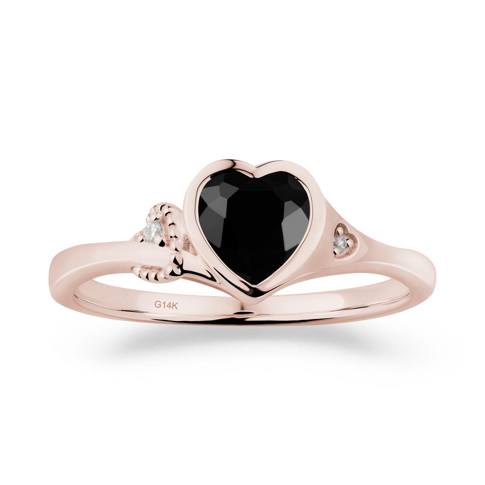 Vintage Heart Black Spinel Knot Ring - LUO Jewelry #metal_14k rose gold